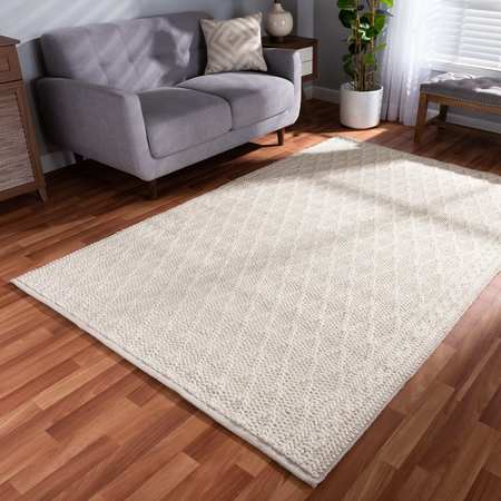 BAXTON STUDIO Madibah Modern and Contemporary Ivory Handwoven Wool Area Rug 188-11795-ZORO